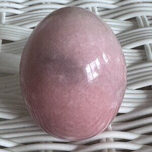 Antique Vintage Hand Carved Pink Onyx Marble Egg  – Polished Collectible